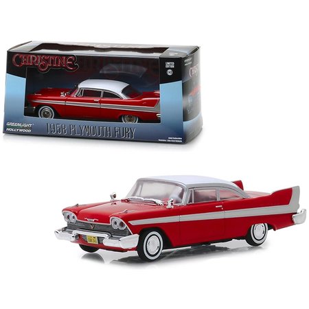 GREENLIGHT 1 by 43 Scale Diecast for 1958 Plymouth Model Car, Fury Red Christine GR95508